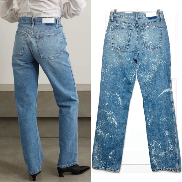 NWT RE/DONE 90s High Rise Acid Wash Denim Relaxed Fit Straight Leg Jeans 28 - Picture 2 of 9